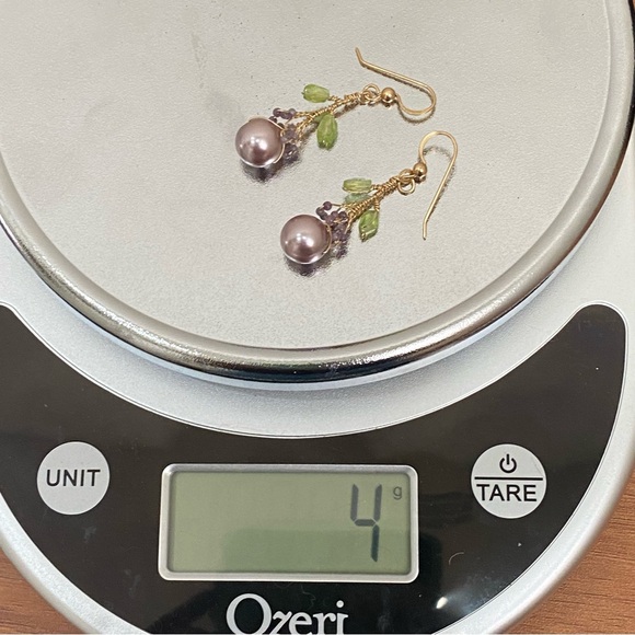 Handmade 14/20 GF Gold-filled Faux Pearl Wire Wrap Beaded Drop Earrings 4g - Picture 9 of 12